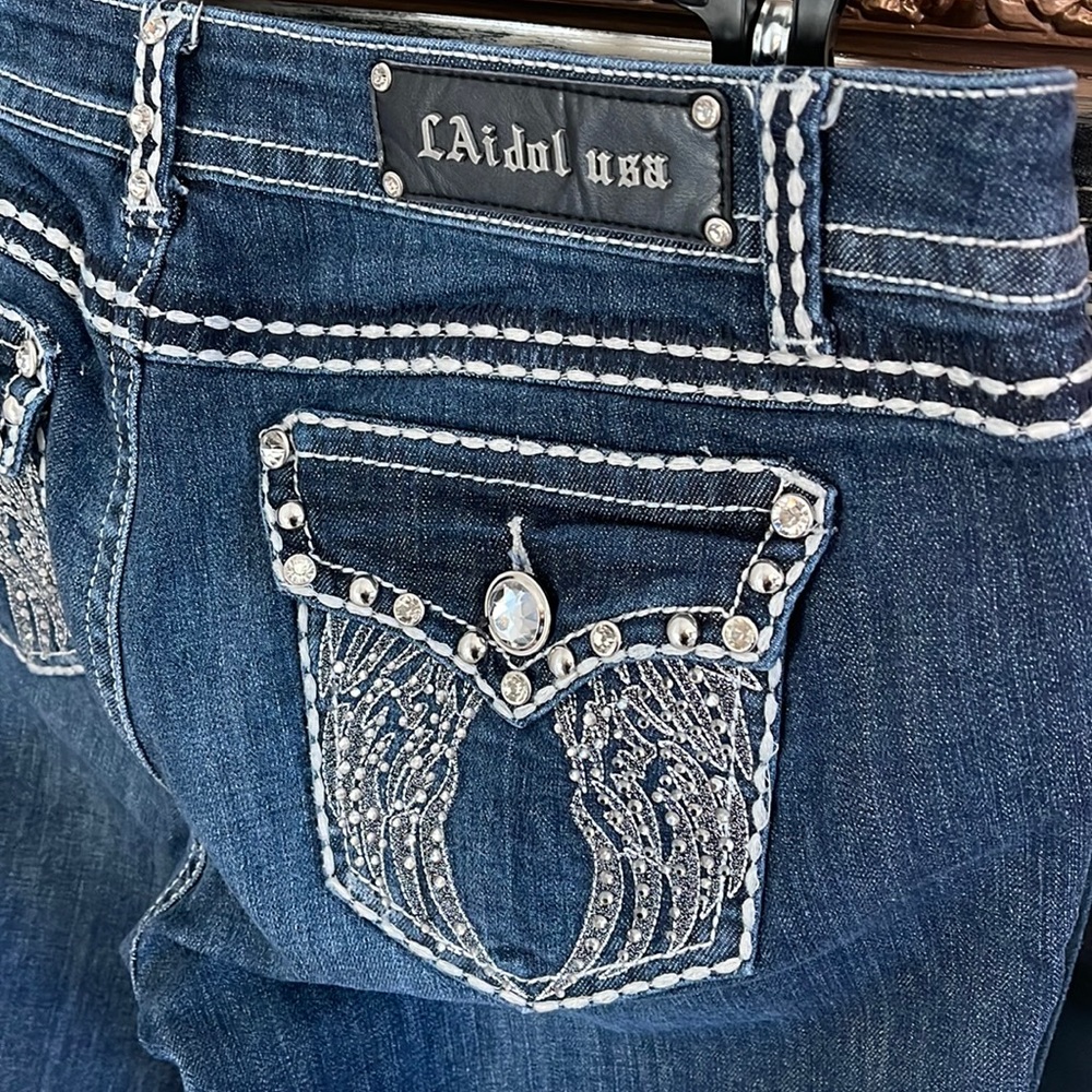 Vintage Rhinestone Bling Rhinestone Jeans Bootcut Size 11